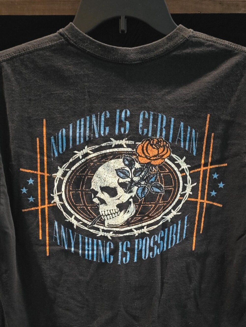 Empyre Black Graphic Short-Sleeve Tee with Blue and Orange Print - Picture 2 of 4